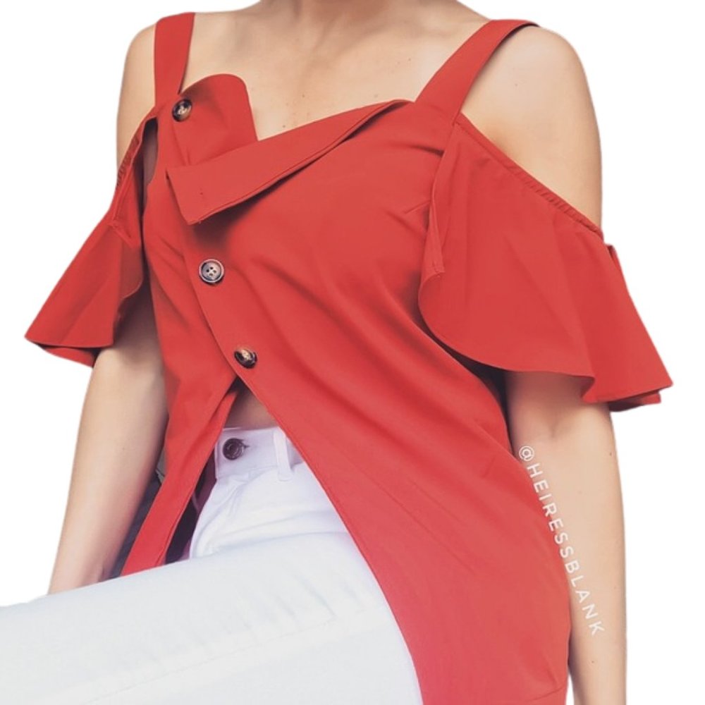 rust cold shoulder top
